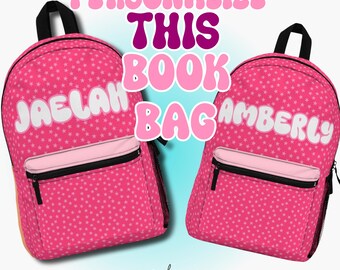 Pink Stars with Custom Name Name Bookbag Back to School Back pack