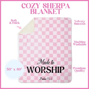 Pink Made to Worship Cozy Sherpa Blanket for HER