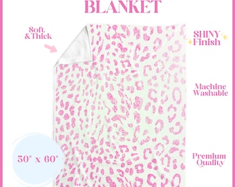 Pink Silver Leopard Print Crushed Velvet Blanket| Soft Blanket College Room Decor