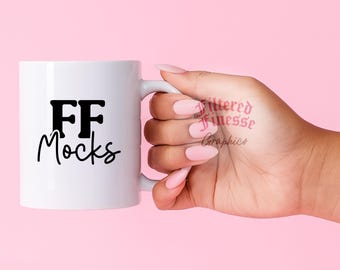 Pink Studio Simple Mug Mockup 11oz White Ceramic Mug Aesthetic