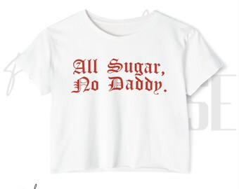 All Sugar No Daddy Cropped Tee Burgundy