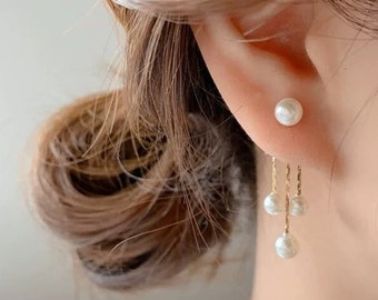 Fashion Jewelry Earrings Women's Grey Simulated Pearls Stars Curve Tassels Ear Clip On Earrings 