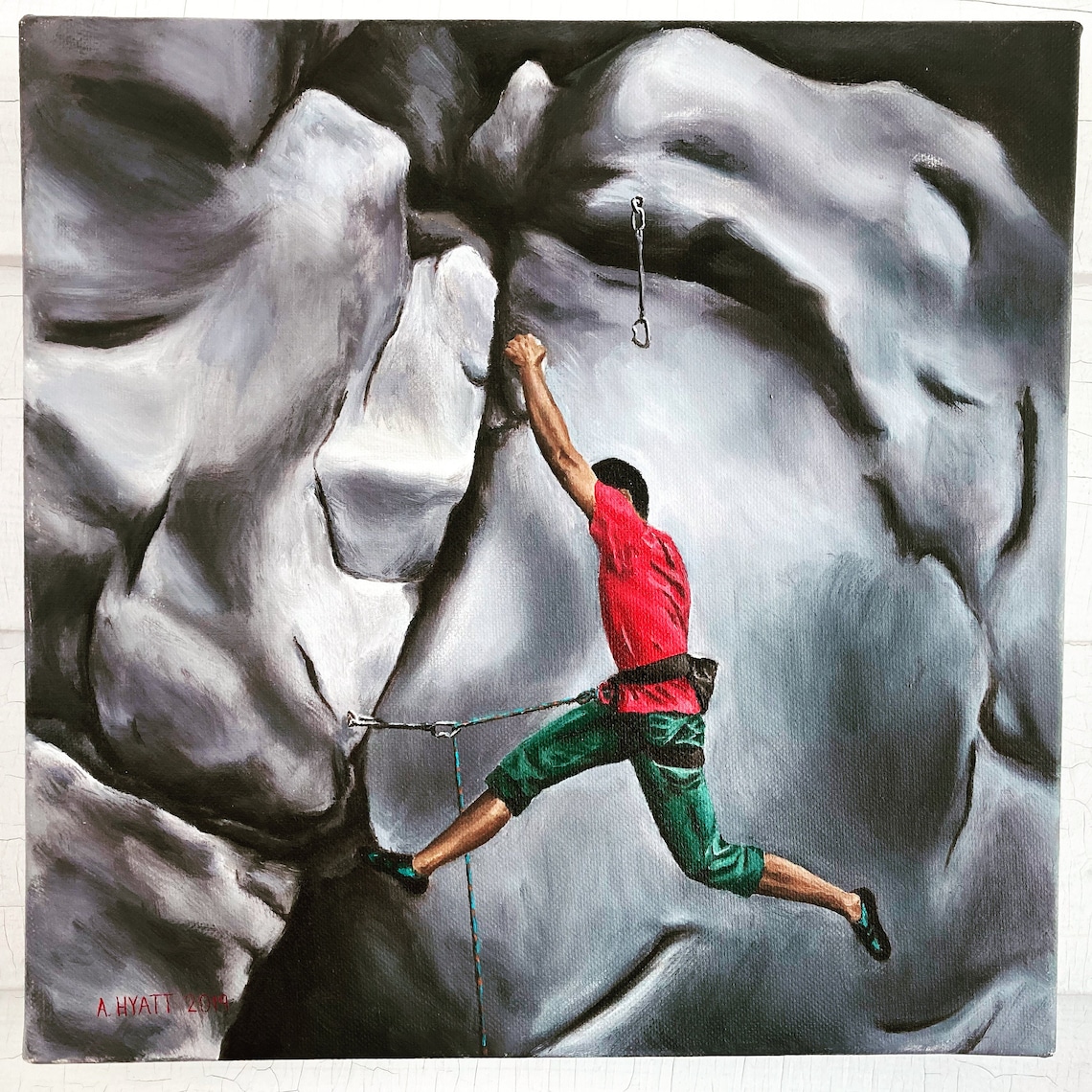 Oil Painting Rock Climbing Giclee Print Etsy