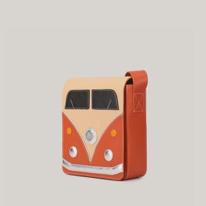 Orange Leather Crossbody Bag: Volkswagen Design, Adjustable Strap