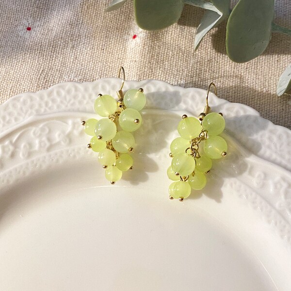 Grape Earrings, Spring Cute Fruit Earrings, Cottage core, Fun Jewelry, Unique Gift For Her