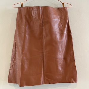 Olly London Tan Leather Knee-Length Skirt - 100% Leather - Size 10
