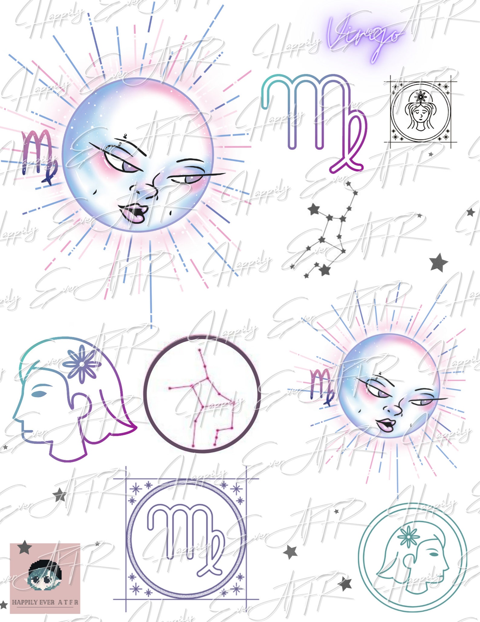 printable zodiac sticker sheet virgo sun zodiac blue and