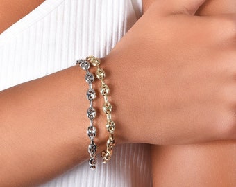 14K Gold Plated Mariner Bracelet, Sterling Silver, Stackable, 4.5mm