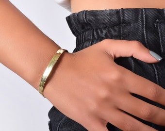 14K Gold Herringbone Bracelet, Sterling Silver Base, 7 Inch