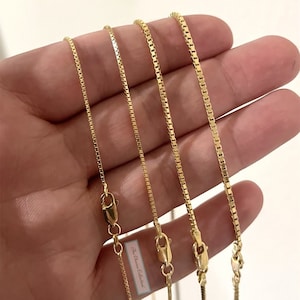 14K Gold Box Chain, Necklace, Dainty Over 925 Silver Thin Necklace, Layered Necklace, 1mm1.8mm,2mm,3mm, Over 925 Sterling Silver, Gift, SALE