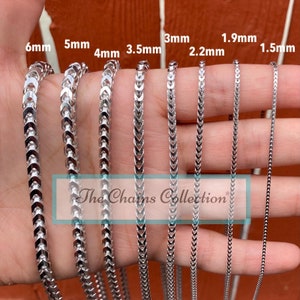 SOLID Franco Chain Necklace, Men Woman, 925 Sterling Silver, Rhodium 1mm-5mm, 16-30 Inches, Gift For Him Her, Best Seller!!
