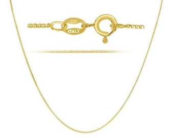 14K Gold Box Chain, Necklace .08mm Thin Dainty Necklace, Layered Necklace, Over 925 Sterling Silver, 16-24 Inch, Gift For Him,Her SALE