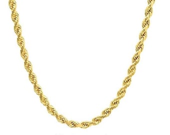 14K Gold 3MM Rope Chain, Solid Necklace, Simple Everyday Necklace, Chain, Dainty Chain, Over 925 Sterling Silver, 16-30 inches, Gift, SALE