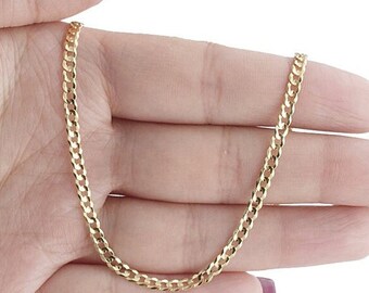14K Gold Plated Curb Chain Necklace, Thin Sterling Silver, Dainty Layering
