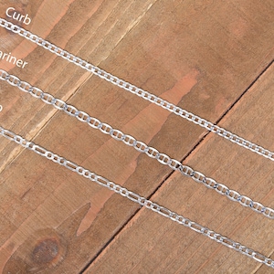 925 Sterling Sliver Mariner, Figaro, Curb, 3.5MM Chain, Simple Everyday Chain, Dainty Chain, Stackable Necklace, 16-24 Inches, SALE