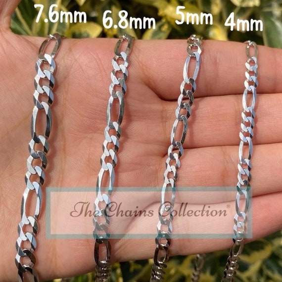 Italian Figaro Chain Bracelet 6.8mm Width Sterling Silver Italian Figaro Chain Bracelet 6.8mm Width Sterling Silver