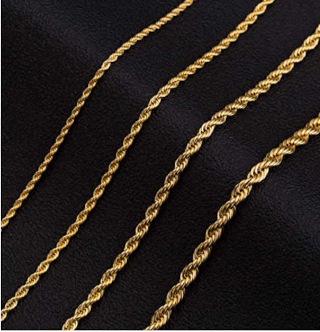 14K Gold Rope Chain Necklace, Solid Chain, Layering Necklace, Dainty,  Chunky, Over 925 Sterling Silver, 2.5-5MM, 1630, for Her,him, SALE 