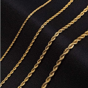 14K Gold Rope Chain Necklace, Solid Chain, Layering Necklace, Dainty, Chunky, Over 925 Sterling Silver, 2.5-5MM, 16&quot;-30&quot;, For Her,Him, SALE