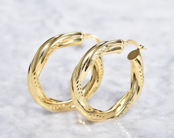 14K Gold Hoop Earrings, Little Gold Hoops, 5.5MM x 36M, Thick Little Hoop Earrings, Minimalist Hoops, Over 925 Sterling Silver, Gift, SALE