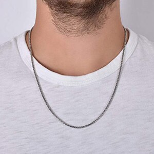 Sterling Silver Round Box Chain Necklace, 2.5mm, Italian Silver
