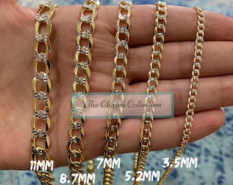14K Gold Two Tone Curb Chain Necklace, Over Sterling Silver