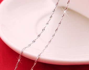 2MM Sterling Silver Singapore Chain Necklace, Dainty Solid Chain