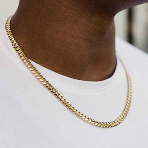 14K Gold 6MM Miami Cuban, Everyday Chain, Trending Chain, Over 925 Sterling Silver, 16&quot;,18&quot;,20&quot;,22&quot;,24&quot;, Gift For Him, Best Seller, SALE