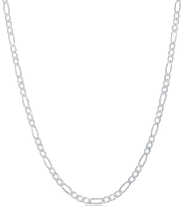 Sterling Silver Flat Figaro Chain 5.3mm-13mm Solid 925 Italy Link Womens Mens Necklace