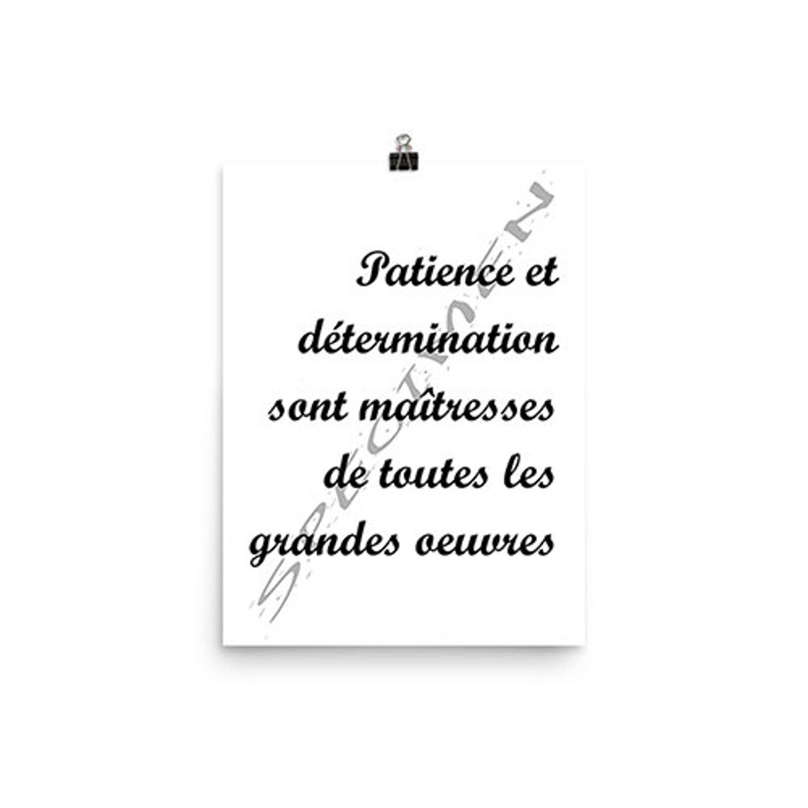 Perseverance Quote Poster in French Wall Art Quote Art Etsy