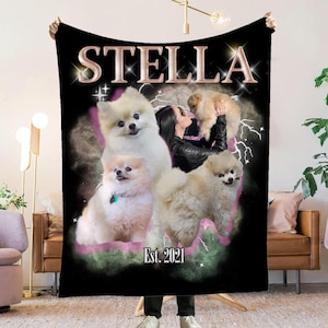 Manta personalizada para perro con nombre, manta con foto personalizada para perro, papá, gato y mamá, manta difusa personalizada para mascota, regalo único para novio y novia