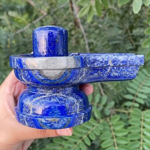 Lapis Lazuli Shiva Lingam |  (890 grams/ 1.96 Pounds) Shiva Lingam Hand Carved in Lapis Lazuli | Lapis Lazuli Carving