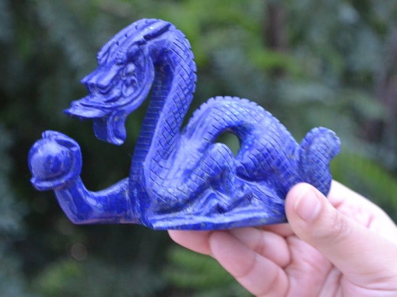 Lapis Lazuli Dragon | (300 Grams/ 10.5 Ounce) Dragon Hand Carved