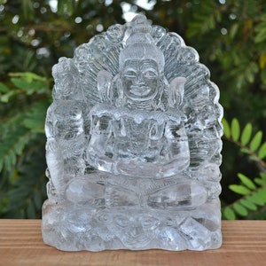 Lord Shiva Statue | 2.5Kg/ 5.6 Lbs Shiva Statue Hand Carved in Natural Clear Himalayan Quartz Crystal | Crystal Carving