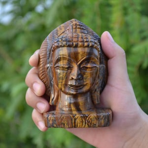 Buddha Head |Buddha Head Hand Carved in Tiger Eye | Tiger Eye Carving