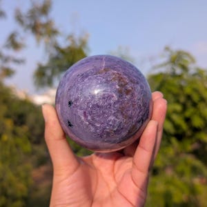 3.2in Charoite Sphere |802 Grams/ 1.7 Pounds Sphere hand carved in Charoite | Rare Charoite Sphere