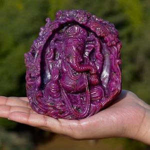 Rubí Ganesh / ¡¡ENORME!! 6165 quilates Tallado a mano Ruby Ganesh Idol / Lord Ganesh Idol / Ruby Carving/ ¡¡EXTREMADAMENTE RARO!!