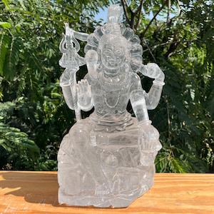Huge!!! 16&quot; Lord Shiva Statue | 12.5Kg/ 27.5 Lbs Shiva Statue Hand Carved in Natural Clear Himalayan Quartz Crystal | Crystal Carving
