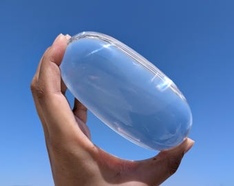 100% czysty! 4,8-calowy himalajski kwarcowy lingam | 715 g/1,5 funta Shiva Lingam ręcznie rzeźbiony w himalajskim przezroczystym krysztale kwarcowym | Rzeźba kryształowa