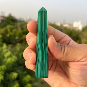 Malachite Tower | 70 grams/ 2.46 ounces Tower/ Point Hand carved in High Quality Malachite | Points