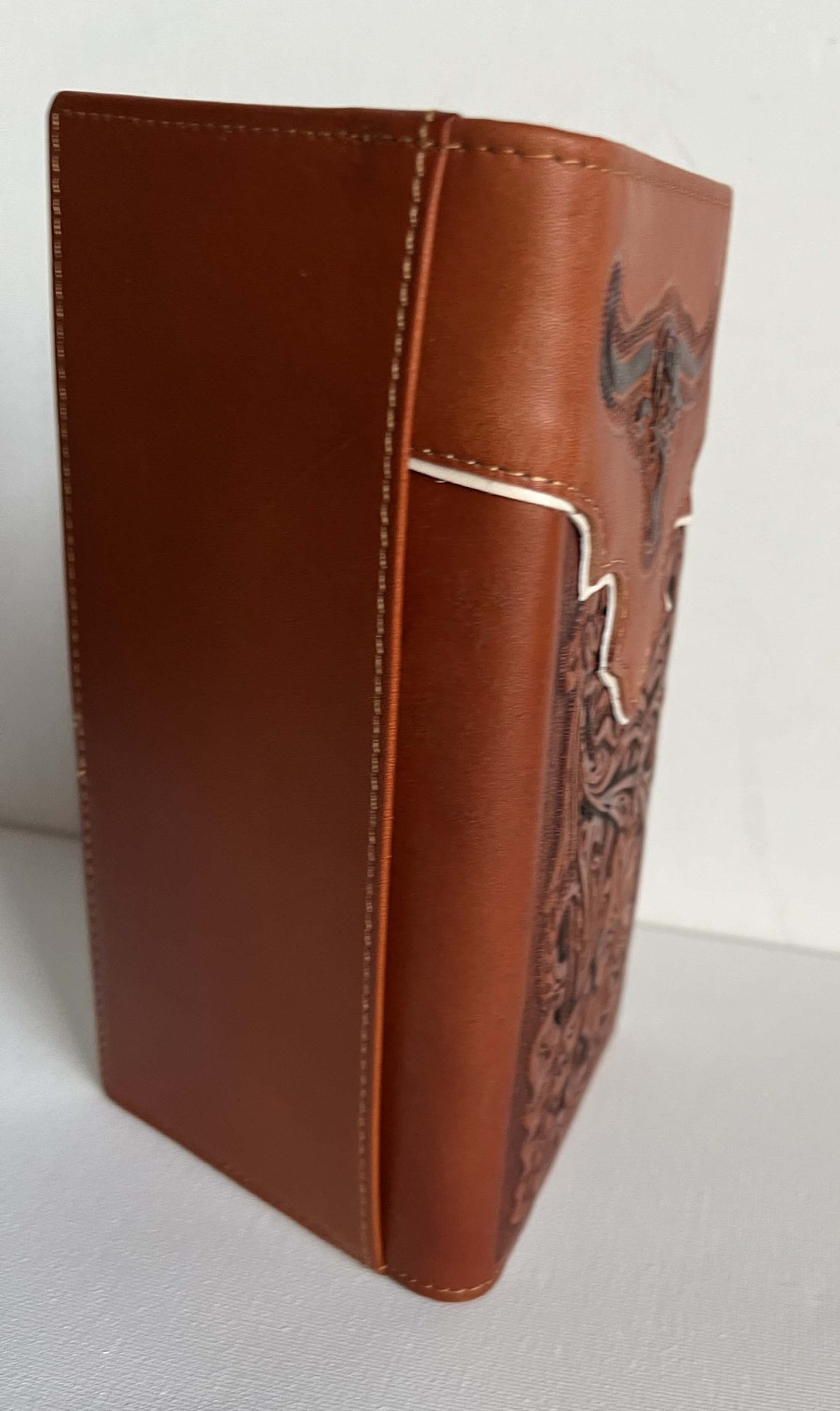 Men Western Long Wallet Cowboy Floral Tooled Leather Checkbook Texas