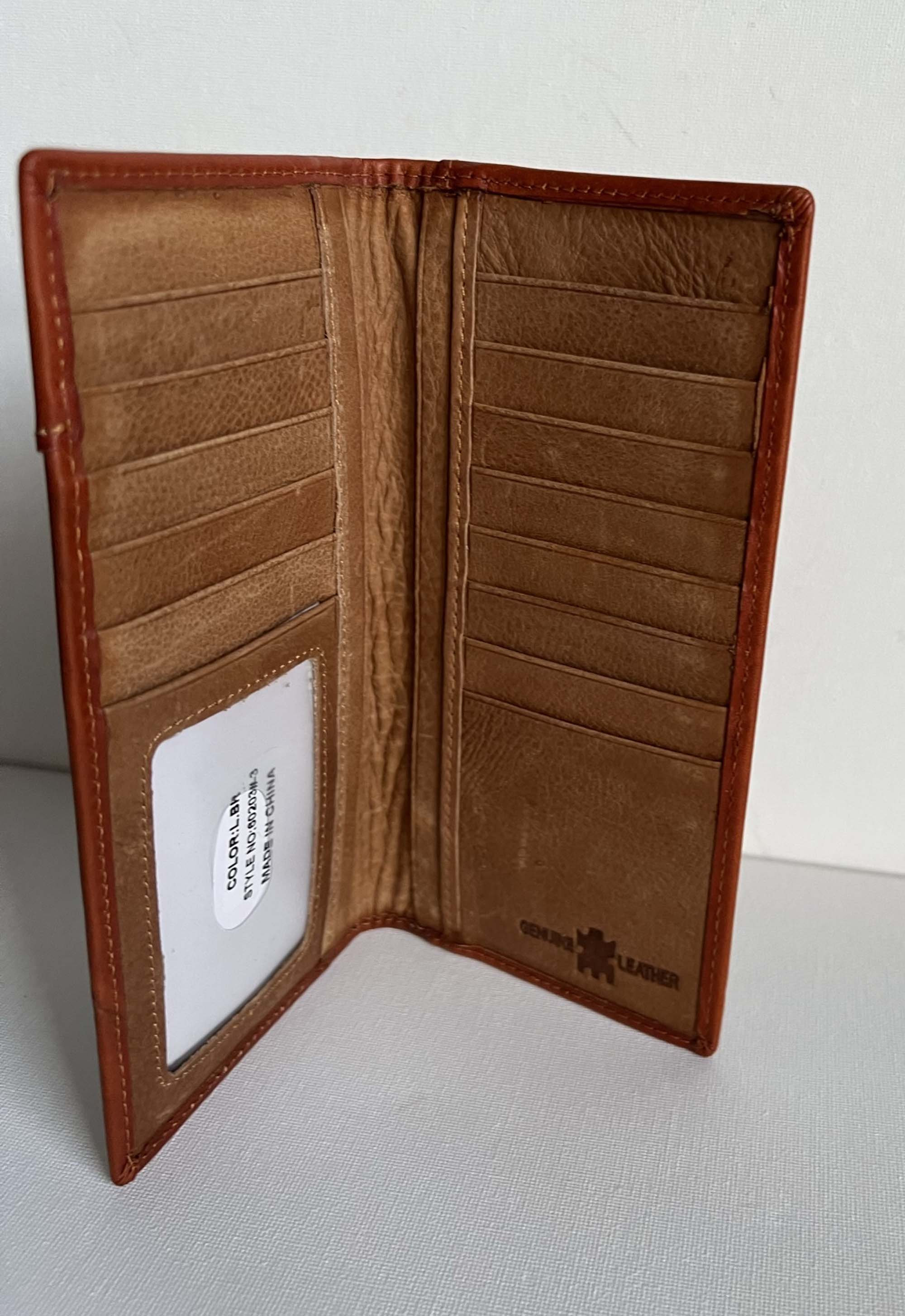 Men Western Long Wallet Cowboy Floral Tooled Leather Checkbook Texas