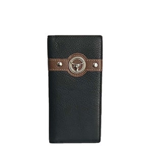 Leather wallets for men Texas longhorn bi-fold western cowboy concho wallet rodeo wallets black brown