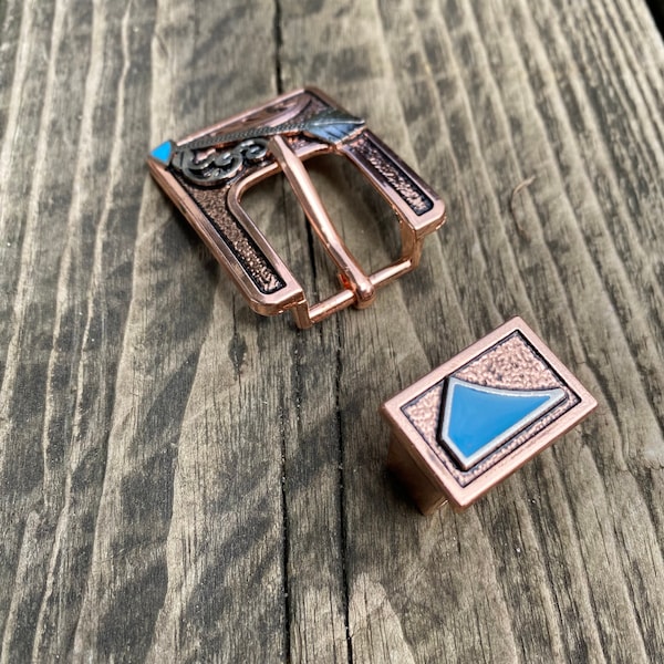 Buckle Rose Gold and Turquoise Arrow, Rose Gold Buckle, Turquoise Buckle, Arrow Buckle, Belt Buckle, Headstall Buckle, Bridle Buckle, 3/4"