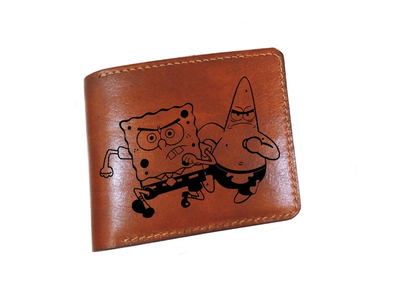 Spongebob Patrick Star Leather Men Wallet Custom Leather Etsy