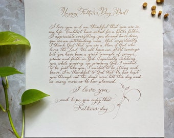 Carta caligráfica manuscrita de 30 x 30 cm, votos matrimoniales, regalo de aniversario