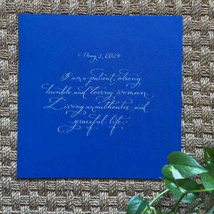 Carta de 12 x 12 pulgadas, papel negro, azul y blanco, cuadrado, votos matrimoniales, día de San Valentín, aniversario, carta de amor, poemas, regalo de Navidad