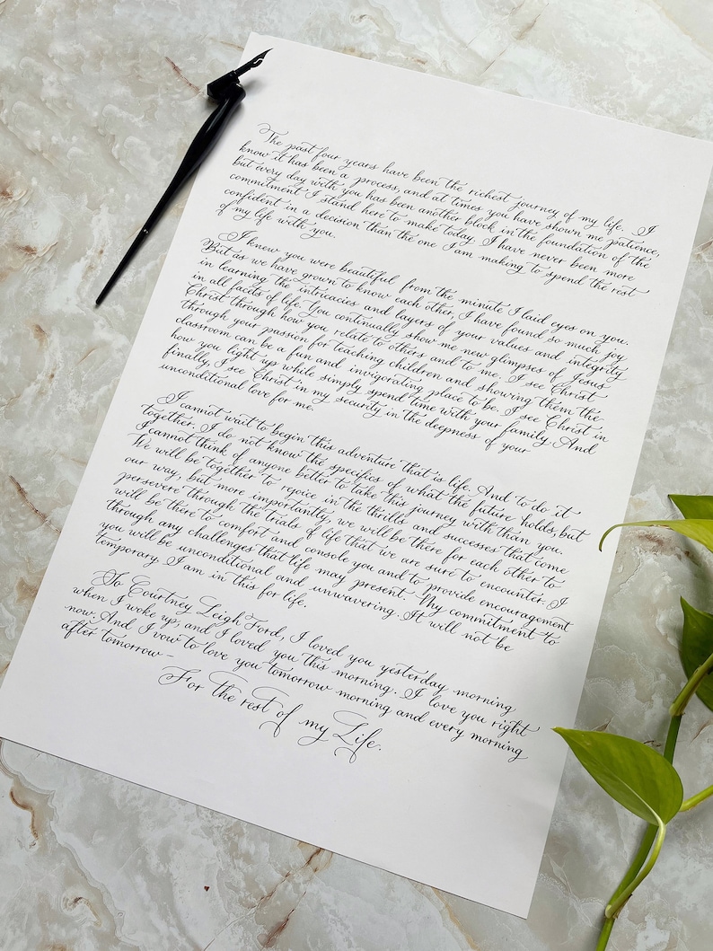 12x18in Handwritten Letters, Poems, Calligraphy Wedding Vows ...