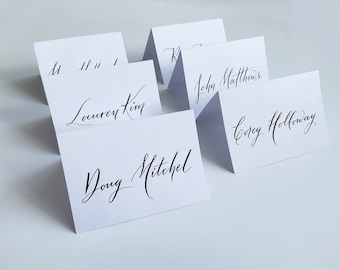 Handwritten Calligraphy Wedding Place Cards, Personalized Escort Cards