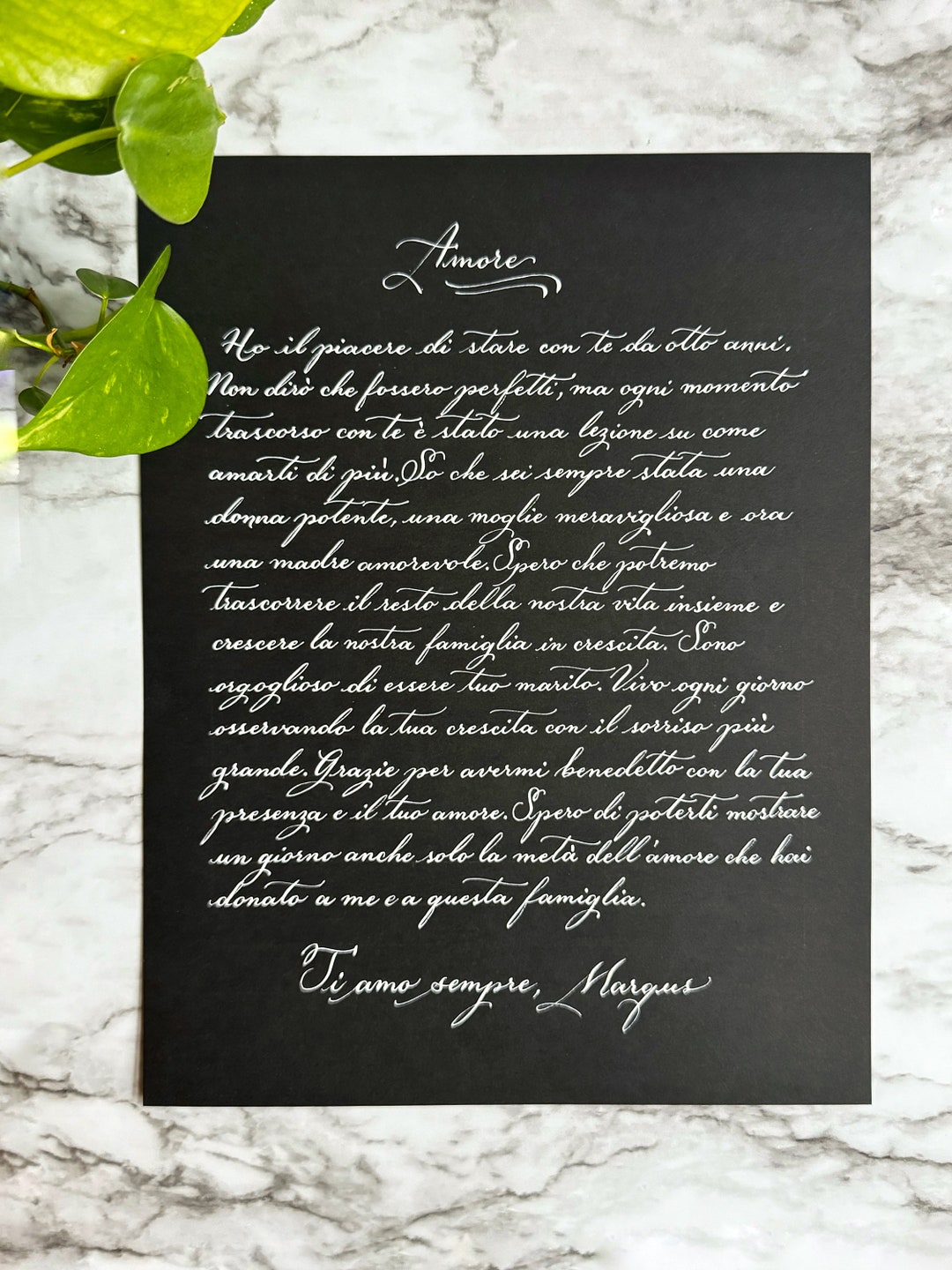 8.5x11in Handwritten Letters, Black Paper, Calligraphy Wedding Vows, Valentines Day Letter ...