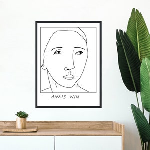 May include: Black and white line drawing of a woman's face in a white frame with the text "ANAIS NIN" at the bottom.